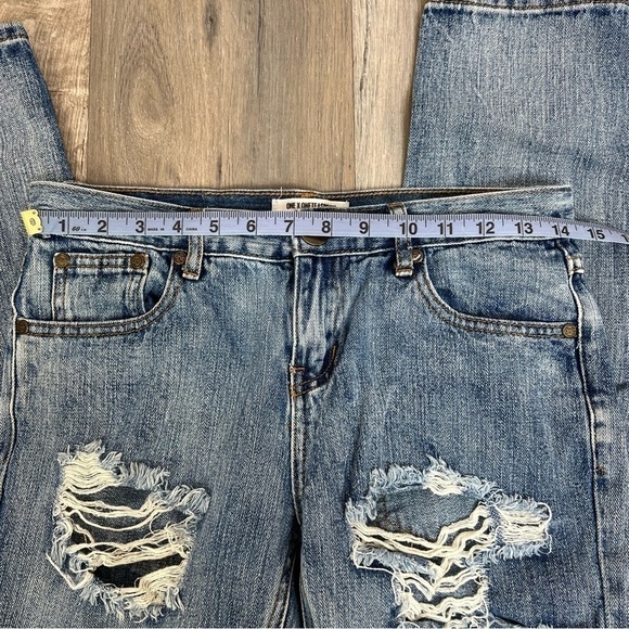 ❄️ ONE Teaspoon Awesome Baggies Tapered Rolled Cuffs Distressed Jeans - Picture 7 of 10